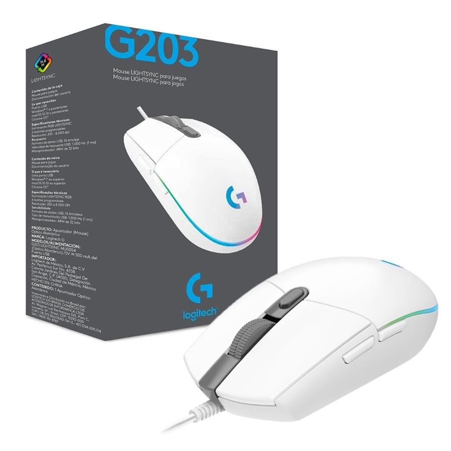 Mouse Logitech G203 Lightsync Gaming White