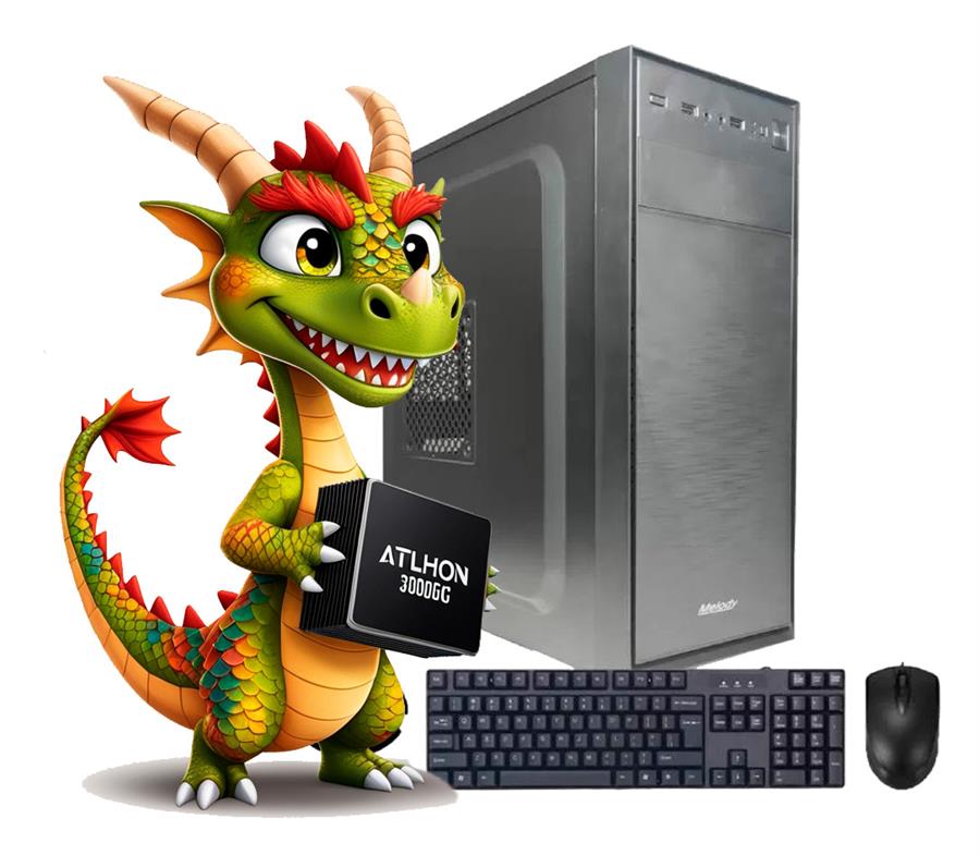 PC Armada Atlhon 3000G, 8 GB, 240 GB, Gabinete kit teclado y mouse