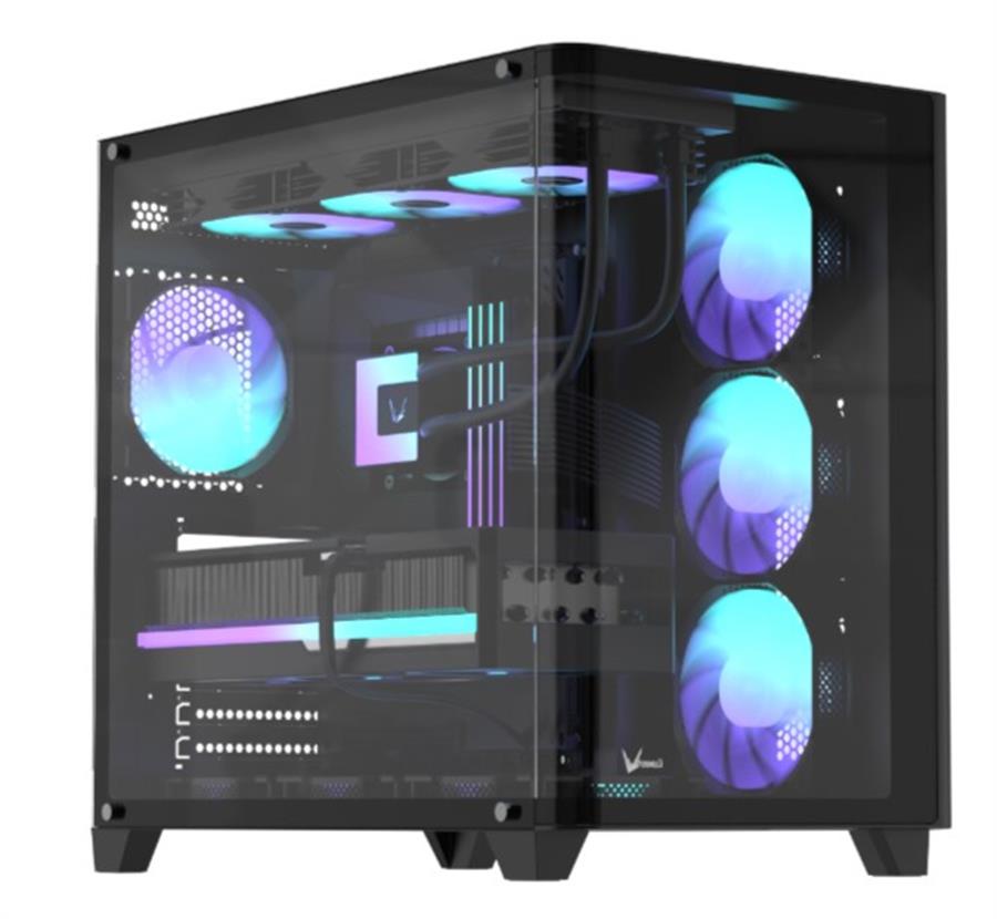 Gabinete Gamer Formula V Line Crystal U2 Floe Black - C/4 COOLERS