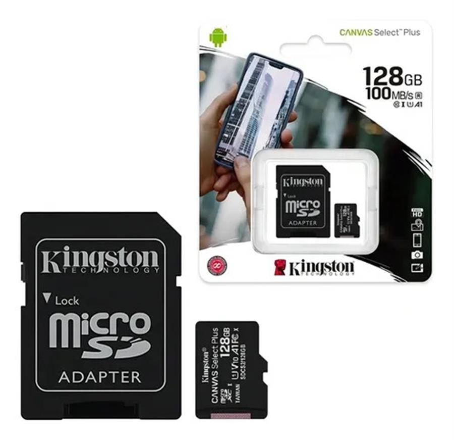 Memoria MICRO SD 128GB KINGSTON CANVAS SELECT PLUS, C/ADAPT