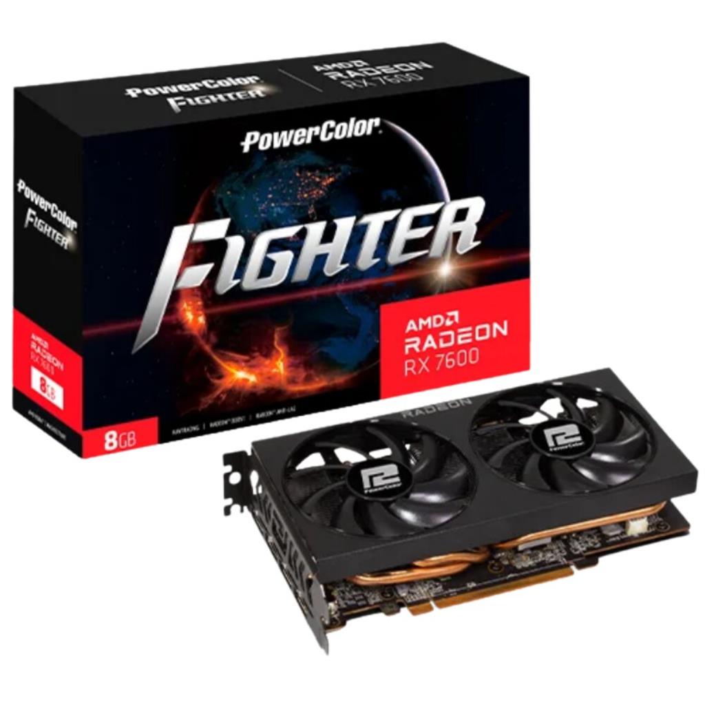 Placa de video RX 7600 8GB PowerColor Fighter AMD Radeon GDDR6