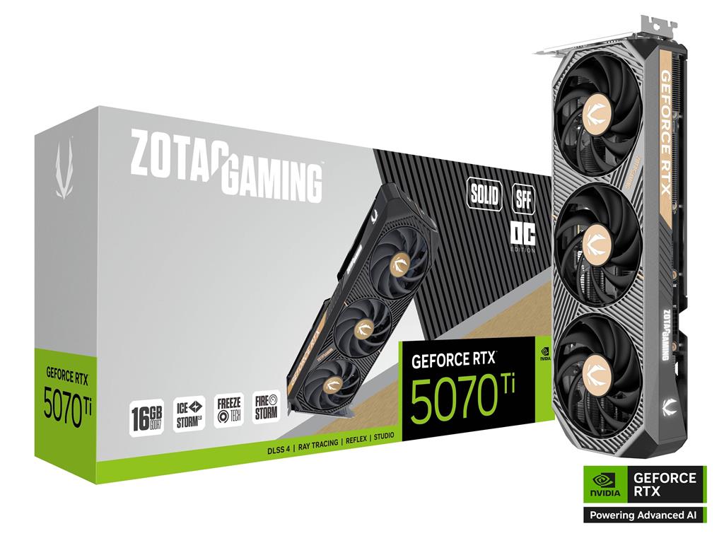 Placa de video RTX 5070 Ti ZOTAC GAMING SOLID SFF OC 16GB GDDR7